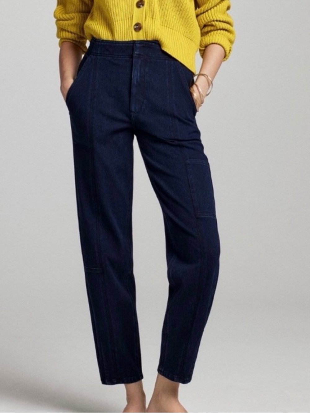 Pilcro Anthropologie Ultra High Rise Relaxed Jogger Jeans Seamed Utility 30